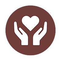 Companionship and social support icon of a hand and heart- goes to services page